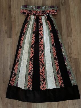 Chessa Davis Vintage 70s Peasant MaxiSkirt Velvet/Satin Taffeta/Lace with Belt